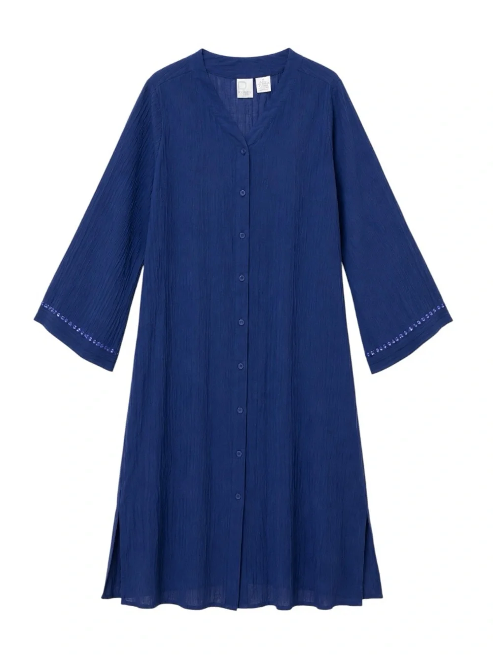 NWT Roaman's Button-Front Cotton Gauze Swim Cover-Up Dress